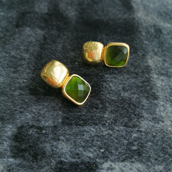 Julie Vos Gold and Green Earrings - Picture 3 of 4
